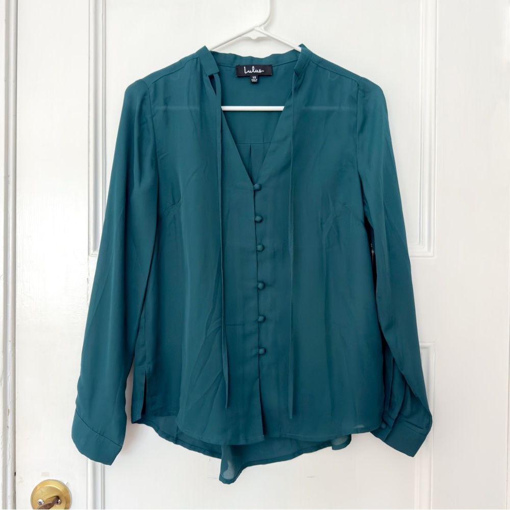 Lulu's Teal Blouse with Button Detail